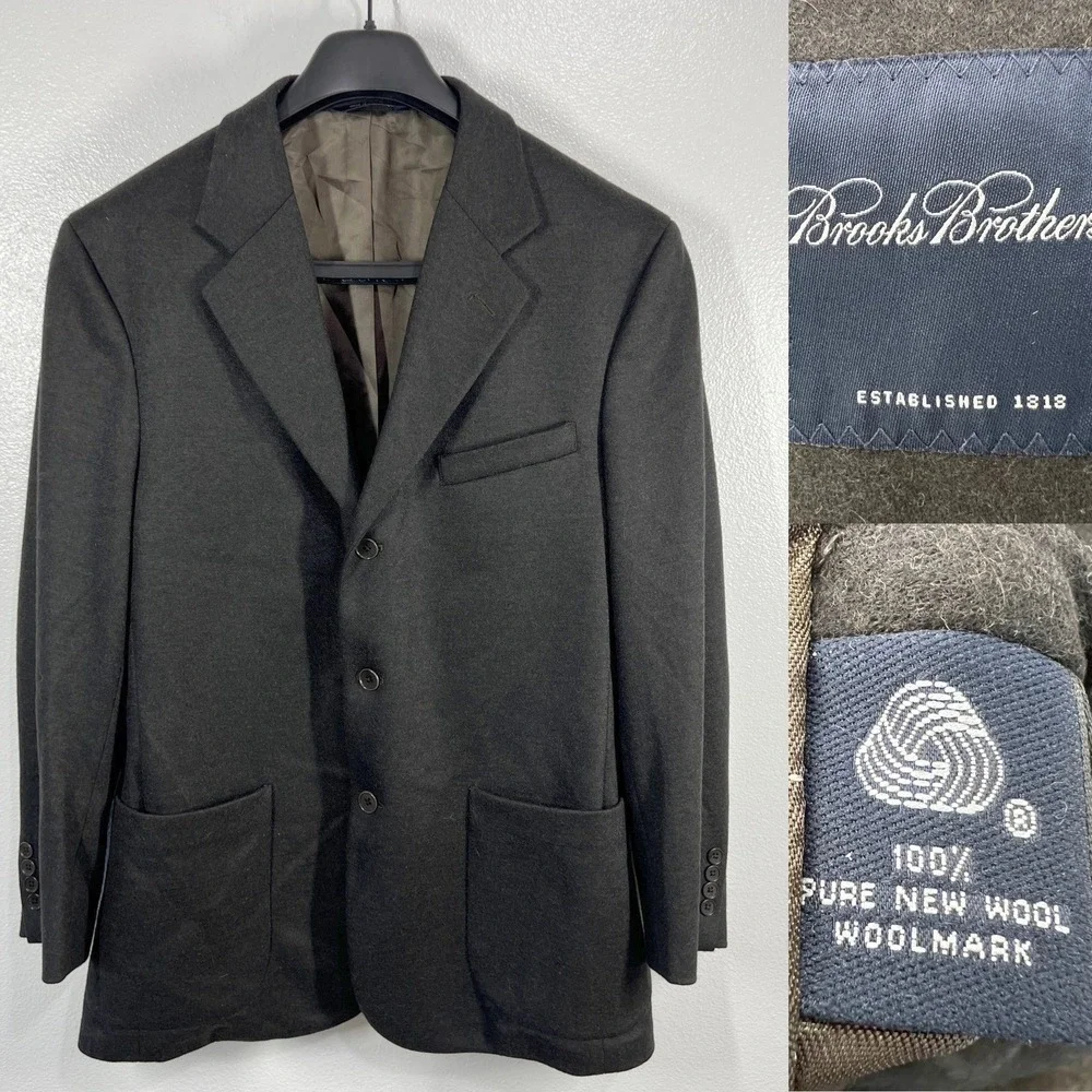 Brooks Brothers‎ 100% Wool Blazer Sport Coat 40R Mens Brown Jacket 3 Buttons